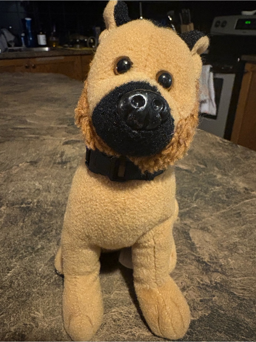 OPP Canine Hero - Tan and Black Plush Dog Toy with Collar